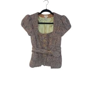 ANTHROPOLOGIE Elevenses Vintage Wool Cuff Sleeve Button Down Blazer Size 4